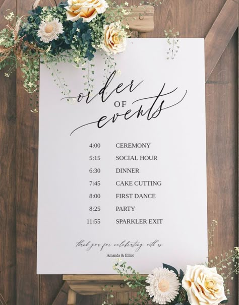 forest wedding order of events Wedding Rings Different, Girl Workout Motivation, Wedding Itinerary Sign, Order Of Events Wedding Sign, Different Wedding Rings, Wedding Timeline Sign, Order Of Events Wedding, Wedding Agenda, Wedding Order Of Events