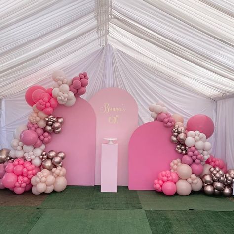 Arched Backdrop With Balloons, Pink Arch Backdrop, Barbie Theme Backdrop, Barbie Birthday Backdrop, Pink Backdrop Birthday, Pink Balloon Backdrop, Pink Party Backdrop, Pink Birthday Backdrop, Barbie Backdrop