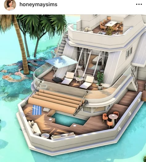 Sims 4 Yacht, Procreate Building, Sims 4 Penthouse, Desert Luxe, Modern Yacht, Sims Design, Scuba Shop, Snowy Escape, Kitchen Backyard