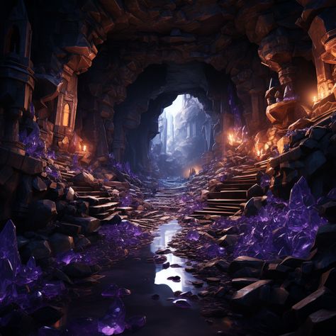 Treasure Cave Concept Art, Fantasy Cave Aesthetic, Dark Cave Aesthetic, Caves Aesthetics, Crystal Cave Aesthetic, Aesthetic Cave, Magical Cave, Fantasy Cave, Cave Aesthetic