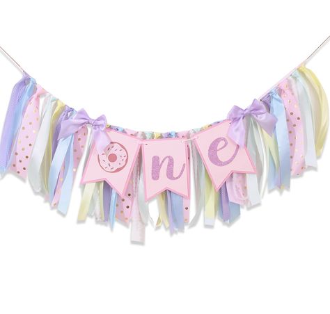 PRICES MAY VARY. DONUT THEMED PARTY DECORATION - We have designed such a unique donut one high chair banner, adding it to the 1st birthday of your little one will make more beautiful memories! UNIQUE DESIGN -This donut highchair banner with donut shape and macaroon colour ribbons can attract all the people’s attention. All the material we use is high quality, It can be reused again and again when handled and stored with care. GREAT PROP FOR CAKE SMASH PHOTO SHOOTING - It is perfect for your swee Donut High Chair Banner, Sweet One Cake Smash, Sweet One Birthday Theme, Sweet One Cake, One Cake Smash, Donut Themed Birthday Party, 1st Birthday Banner, Grown Up Parties, Birthday Donuts