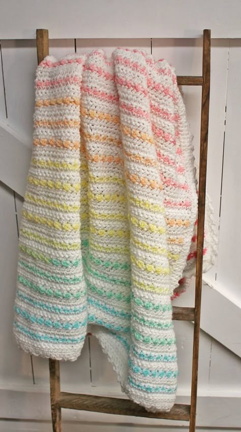 Free Icing on Top Crochet Baby Blanket Pattern: DK Yarn - A More Crafty Life Crochet Ripple Baby Blanket, Security Blanket Crochet Pattern, Crochet Blanket Rainbow, Crochet Baby Blanket Pattern, Crochet Baby Blanket Free Pattern, Dishcloth Crochet Pattern, Crochet For Beginners Blanket, Crochet Blanket Designs, Crochet Throw Blanket