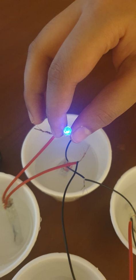 Make salt water battery Projects For High School Students, Diy Electronics Projects, Project Based Learning Math, Science Technology Engineering Math, Learning Activities For Kids, Steam Science, Chemistry Experiments, Math Projects, Electronics Projects Diy