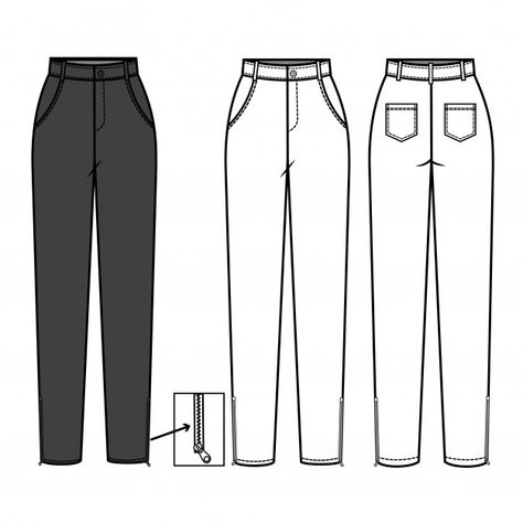 Pants for ladies fashion flat template P... | Premium Vector #Freepik #vector #fashion Pants Flat Sketch Women, Trouser Flat Sketch, Flat Pattern For Women, Fashion Flat Template, Flat Pants, Fashion Illustration Tutorial, Flat Drawings, Fashion Drawing Sketches, Elegant Pant