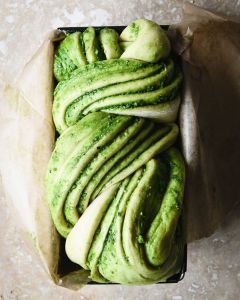 Matcha Pistachio & Cardamon Babka Matcha Pistachio, Pistachio Plant, Dough Ingredients, Light Desserts, Just Imagine, Vegan Condiments, Vegan Butter, Dry Yeast, Plant Based Diet