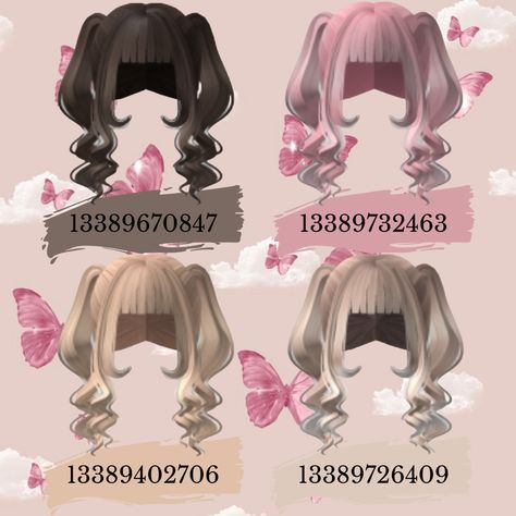 Cute Roblox Outfits Codes Berry Ave, Messy Bun Roblox Code, Roblox Codes For Hair Pink, Pigtails Roblox Code, Roblox Id Codes For Pink Hair, Pink Roblox Hair Codes, Curled Pigtails, Berry Avenue Blonde Hair Codes Pigtails, Roblox Item Codes