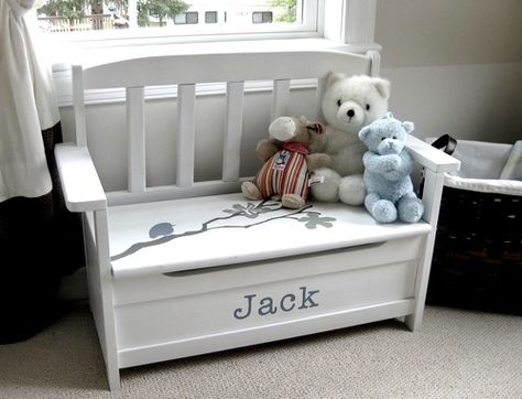 When I saw Aimee’s newly rehabbed nursery on a budget, linked up to Thrifty Treasures, I thought it would be a fun room to spotlight on my Feature Friday series. Aimee is expecting a new little one in November and the new baby will be in this room and her older son, Jack will move … Box Bench Seat, Toy Box Seat, Toy Box Bench, Old Cribs, Chest Ideas, Toy Box, Toddler Room, Bench Seat, Toy Storage