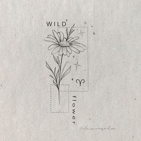 Forearm Tattoo Fine Line, Fine Line Aries Tattoo, Line Art Tattoos Flower, You Belong Among The Wildflowers Tattoo, Aries Flower Tattoo, Wild And Free Tattoo, Wild Flower Tattoos, Aries Tattoo For Women, Wild Flower Drawing