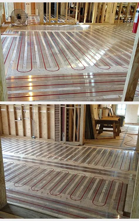 Hydronic floor heating panels with PEX tubing Heated Bathroom Floors, Heated Bathroom Floor, Hydronic Radiant Floor Heating, Heated Flooring, Heated Floor, Heated Tile Floor, Radiant Heating System, Pex Tubing, Floor Heating Systems