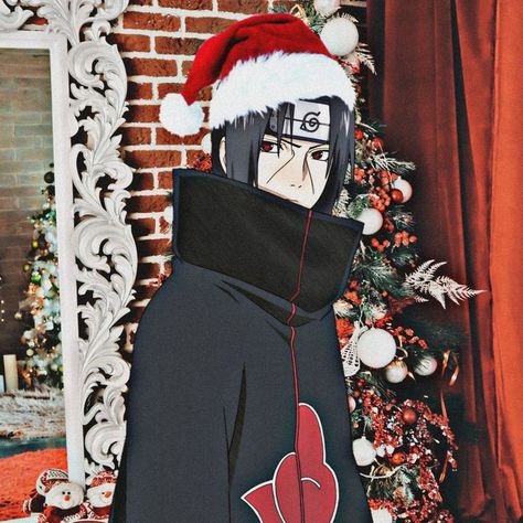 Itachi Fanart Icon, Anime Pfp Christmas, Anime Christmas Pfp, Christmas Anime Pfp, Naruto Christmas, Itachi Icon, Pfp Christmas, Christmas Anime, Itachi Mangekyou Sharingan