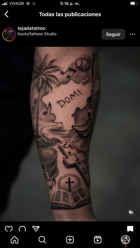 Dominican Republic Tattoo Sleeve, Dominican Map Tattoo, Dominican Inspired Tattoo, Dominican Republic Tattoo Ideas Women, Jamaican Tattoo Ideas For Men, Dominican Tattoos, Dominican Flag Tattoo, Dominican Tattoo Ideas, Dominican Republic Tattoo