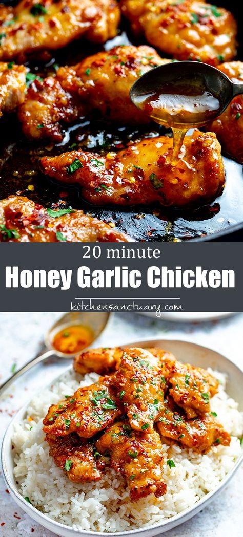 Health Dinner, Honey Garlic Chicken, Health Dinner Recipes, Chicken Dishes Recipes, Honey Garlic, Idee Pasto Sano, Garlic Chicken, Healthy Chicken Recipes, Chicken Dinner Recipes