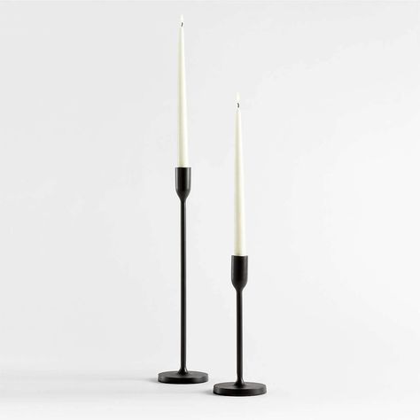 Black Taper Candle Holders, Modern Halloween Decor, Black Candlesticks, Modern Farmhouse Furniture, Black Taper Candles, Black Candle Holders, Modern Candle Holders, Taper Candle Holder, Christmas Mantel Decorations