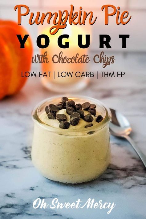 Healthy Low Carb Pumpkin Recipes, Pumpkin Yogurt Dessert, Low Carb No Sugar Desserts, Low Fat Sweet Snacks, Pumpkin Greek Yogurt, Keto Pumpkin Greek Yogurt, Thm Pumpkin Pie, Pumpkin Pie Protein Fluff, Pumpkin Pie Yogurt