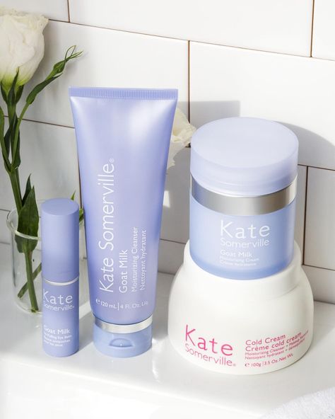 Kate Somerville Skincare on Instagram: “Brr ☃️ it’s getting cooler! Tell us, which dry skin defeater are you using this weekend? 🐐 Goat Milk Cleanser 🥛 Goat Milk Moisturizer 👁…” Milk Moisturizer, Kate Somerville, Milk Cleanser, Cold Cream, Nutribullet Blender, Goat Milk, Dry Skin, Beauty Inspiration, Goats