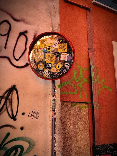 Street Curb, Aesthetic Graffiti, Traffic Mirrors, Mirror Aesthetic, Traffic Signs, Dream Bedroom, Vintage Store, Photo Booth, Moth