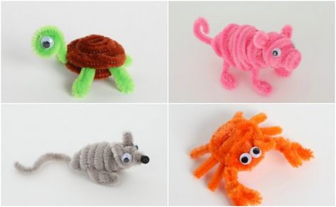 DIY Easy Pipe Cleaner Animals Fun Craft for Kids Pipe Cleaner Animals, Pipe Cleaner Art, Diy Pipe, Pipe Cleaner Crafts, Fun Arts And Crafts, Kids Imagination, Animal Crafts For Kids, Pipe Cleaners, Crafts For Kids To Make