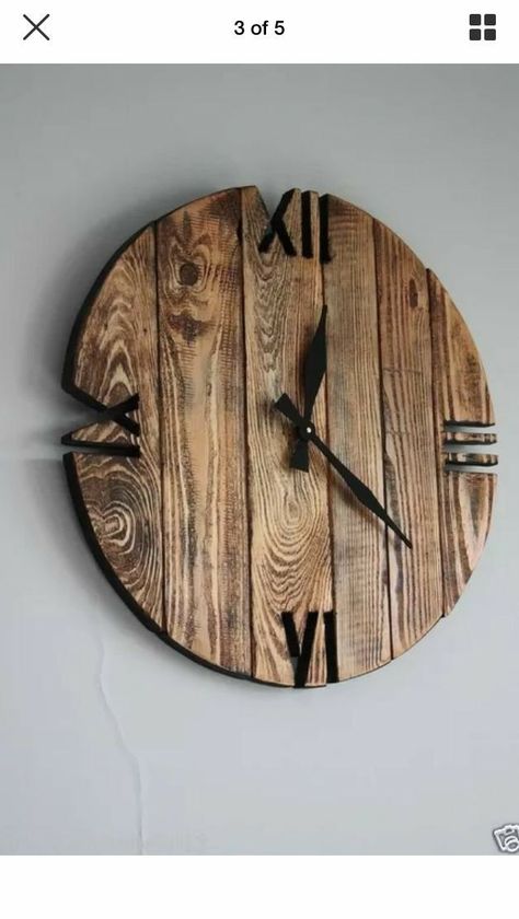 Wall Clock Design Ideas, Pallet Clock, Wood Clock Design, Clock Design Ideas, Diy Clock Wall, Wall Clock Design, Reclaimed Wood Wall, Unique Wall Clocks, Wood Clocks