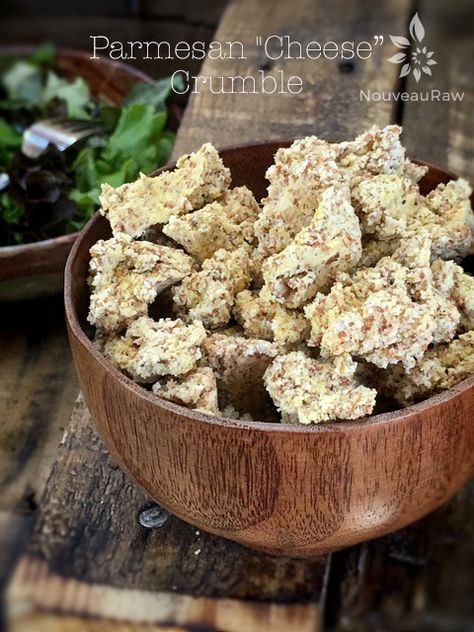 Parmesan "Cheese” Crumble (nut pulp based)is a great alternative if you are trying to cut out dairy from your diet. Almond Pulp Recipes, Almond Cow, Salad Topping, Pulp Recipe, Raw Snacks, Coconut Bacon, Salad Toppings, Butter Cheese, Food Vegan