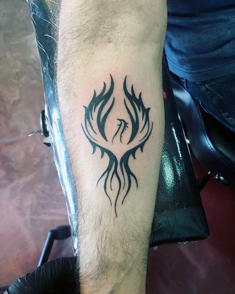 Inner Forearm Black Ink Male Phoenix Tattoo Designs Male Phoenix Tattoo, Phoenix Tattoo Men, Phoenix Tattoo Ideas, Phoenix Tattoo For Men, Tattoo Ideas For Guys, Small Phoenix Tattoos, Phoenix Bird Tattoos, Phönix Tattoo, Phoenix Tattoo Design