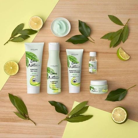 #sadia_beauty_glam LOVE NATUE Organic with tee tree lime ( FOR OILY SKIN ) FACIAL SET💆💆✨...... Thankfully there is a solution: Love Nature Tea Tree & Lime Purifying Toner, especially for oily skin. Featuring organic Tea Tree essential oil and super ingredient Lime, it’s designed to remove those last traces of make-up and impurities and leave skin perfectly cleansed, toned and purified. It’ll also work to minimise the appearance of pores and even contains salicylic acid to help control ble... Oriflame Body Care Products, Pure Skin Oriflame, Facial For Oily Skin, Oriflame Products, Oriflame Beauty Products, Pure Skin, Clay Bar, Skin Facial, Beauty Natural Products