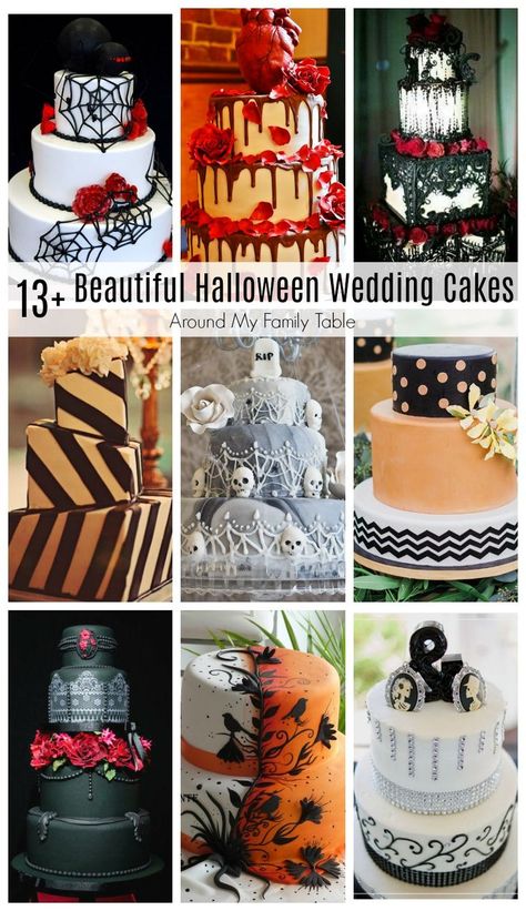 Wedding Cake October, Halloween Wedding Cake, Fall Treats Recipes, Halloween Wedding Cakes, Frugal Wedding, Halloween Themed Wedding, Beautiful Halloween, Floral Wedding Cakes, Romantic Wedding Cake