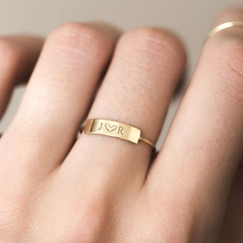 Astoria Personalized Ring — GLDN #cheapjewelry Piercing Septum, Bar Ring, Personalized Rings, Sapphire Engagement, Engagement Ring Settings, Unique Engagement Rings, Vintage Engagement Rings, Gold Gold, Diamond Wedding Bands