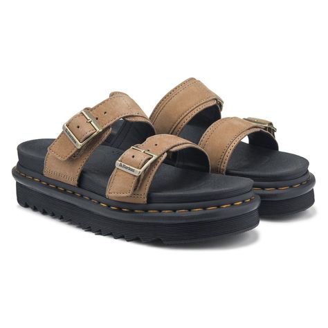 Size 5 | Black or Brown Doc Martin Sandals, Dr Martens Myles, Platform Slide Sandals, Dr Martens Womens, Sandal Style, Platform Slides, Sweater Collection, Famous Footwear, 2024 Fashion