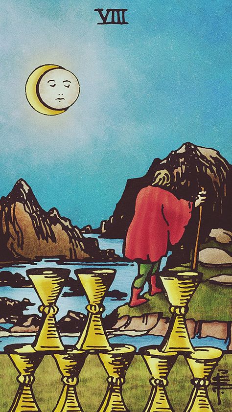 8 Of Cups, English Rhymes, Rider Waite Tarot, Tarot Cards Art, Rider Waite, Minor Arcana, Old English, Something Blue, Tarot Card