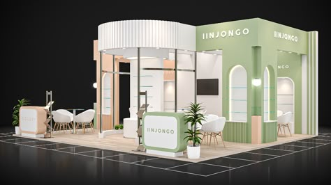 Beauty Booth Design, Exhibition Booth Design Ideas Creative, Booth Design Exhibition, 3ds Max Design, Creative Booths, Beauty Exhibition, Interior Design Exhibition, Event Booth Design, Exhibition Stall Design