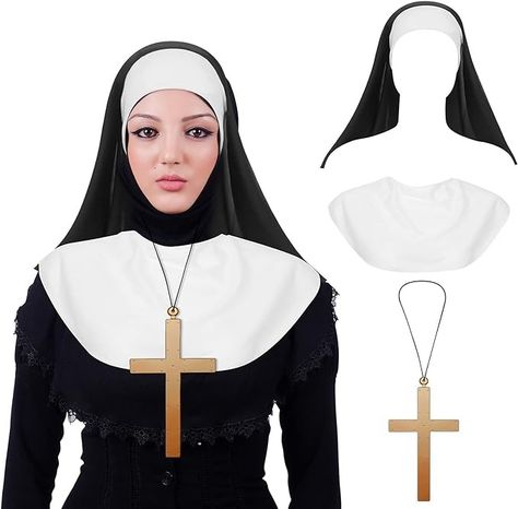 Amazon.com: 3 Pieces Halloween Nun Costume Accessories Nun Hat White Nun Collar Gold Cross Pendant Necklace for Halloween Cosplay Party : Clothing, Shoes & Jewelry Nun Costume, Kids Fall Outfits, Halloween Costumes For Teens Girls, Halloween Costume Accessories, Halloween Costumes For Teens, Gold Cross Pendant, Adult Halloween Costumes, Fall Kids, Gold Cross