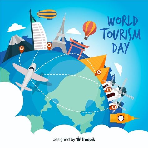 World tourism day background with landma... | Free Vector #Freepik #freevector #background #label #travel #hand திருமண விழா, Background Label, World Tourism Day, Peace Poster, Tourism Day, South Carolina Beaches, Day Background, Medical Tourism, Free Lettering