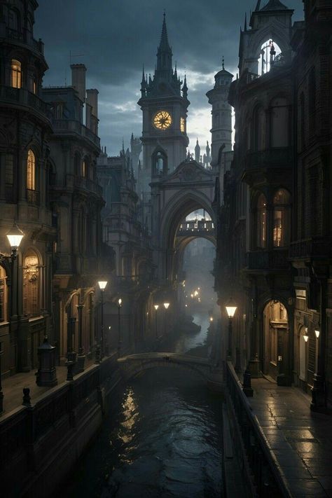 Victorian City Aesthetic, Candela Obscura Aesthetic, Gothic Steampunk Aesthetic, Bloodborne City, Steampunk Fantasy City, Dark Steampunk Art, Steampunk Aesthetic Dark, Fantasy City Aesthetic, Dark Fantasy City