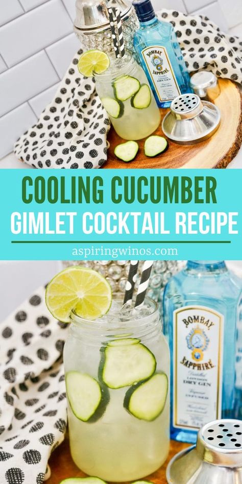 Cucumber Cocktail Recipes, Lime Cocktail Recipes, Cucumber Gin Cocktail, Cucumber Gimlet, Recipe Cucumber, Cucumber Drink, Cucumber Cocktail, Gimlet Cocktail, Wine Cocktail Recipes