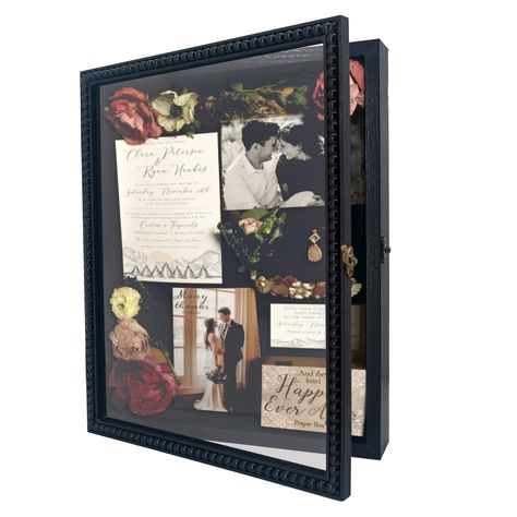 PRICES MAY VARY. Woven 【Special Wooden Beaded Frame】Differ from other flat frames, our unique beaded designed shadow box will better display your memory. Exquisite beads in wood color/black/white, will definitely make your artwork more vivid and attractive. Choose the color you like to match for your pictures, colletives, wedding memories or baby keepsakes and so on. 【Detailed Size】The overall outer size for this display case is 11x14x2.3 inches. The interior depth is 1.4 inches and the glass wi Shadow Box Memorial Ideas, Wedding Photo Keepsake Ideas, Cap And Gown Shadow Box Ideas, Shadowboxes Ideas, Memory Frame Ideas, Memorial Display Ideas For Home, Wedding Memory Box Ideas, Wedding Shadow Box Ideas Diy, Shadow Box Ideas For Boyfriend