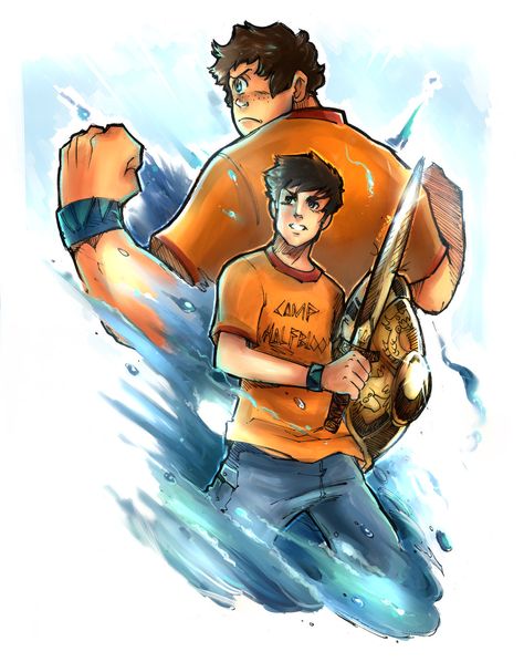 BROS FIGHT TOGETHER!!!!!! Percy Jackson Tyson, Zio Rick, Rick Riordan Series, Sea Of Monsters, Piper Mclean, Percy Jackson Fan Art, Trials Of Apollo, Percy Jackson Characters, Leo Valdez