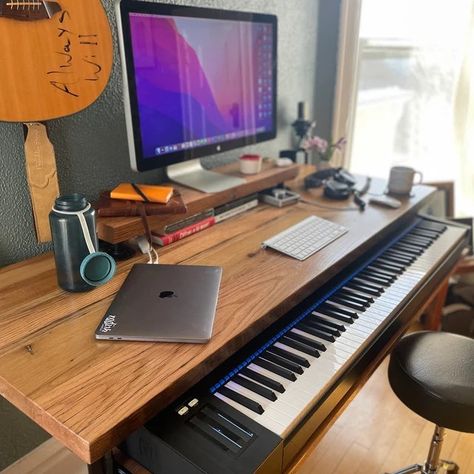 Studio Desk, Piano Desk, Keyboard Tray Desk, Music Studio Desk, Gaming Desk , Reclaim Wood Table - Etsy Desk Music Studio, Music Studio Desk, Desk Keyboard Tray, Musical Keyboard, Piano Desk, Music Desk, Desk Keyboard, Home Music Rooms, Desk Gaming