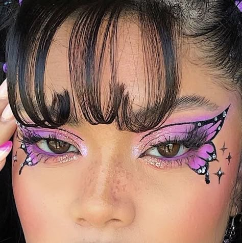 Teknik Makeup, Butterfly Hairstyle, Drag Make-up, Butterfly Makeup, Cute Eye Makeup, Graphic Makeup, Rave Makeup, Swag Makeup, Eye Makeup Pictures