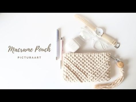 DIY Macrame Pouch | Macrame Clutch Tutorial | PicturaArt | - YouTube Macrame Pouch Diy, Macrame Pouch, Macrame Clutch, Clutch Tutorial, Pouch Diy, Pouch Tutorial, Diy Macrame, Toiletry Pouch, Macrame Bag