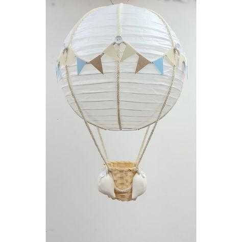 Hot air balloon lampshade for nursery Blue Hot Air Balloon, Balloon Light, Air Balloon Nursery, Balloon Nursery, Blue Bunting, Floral Lampshade, Hot Air Balloon Nursery, Neutral Blue, Nursery Lighting