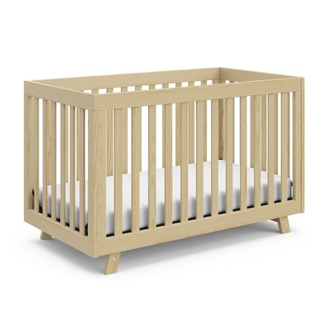 STORKCRAFT BECKETT 3-IN-1 CONVERTIBLE CRIB NATURAL by Storkcraft | Gifts | www.chapters.indigo.ca Wood Crib, Baby Cribs Convertible, Baby Crib Mattress, Toddler Safety, Boy Nursery Ideas, Baby Nurseries, Jungle Nursery, Cunas Para Bebes, Adjustable Mattress