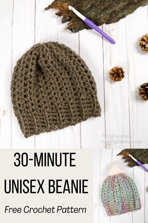 Easy Crochet Hat Pattern Free, Chunky Beanie Crochet Pattern, Chunky Yarn Patterns, Free Crochet Hat Patterns, Bulky Yarn Crochet, Crochet Hat Tutorial, Chunky Yarn Crochet, Chunky Crochet Hat, Crochet Hat Patterns