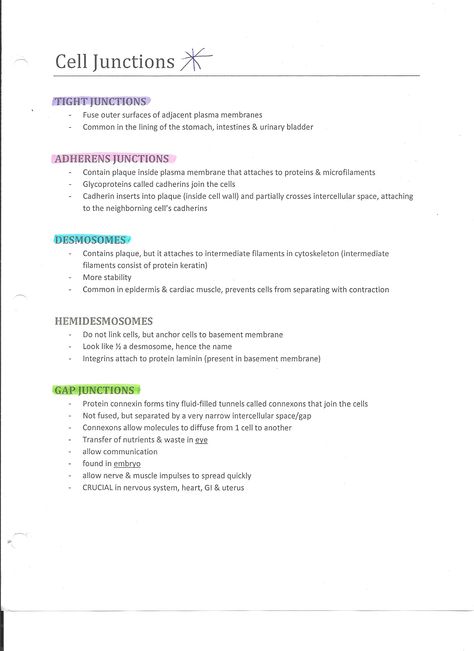 Cell Junctions Cell Junctions Notes, Cell Junctions, Anatomy And Physiology 1, Cell Junction, Cell And Molecular Biology, A And P, Skincare Knowledge, Med Notes, Nursing Work