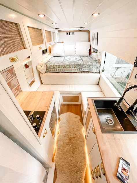 LWB Mercedes Sprinter with Unique full time living layout | Quirky Campers Sprinter 170 Conversion, Vanlife Layout, Sprinter Van Layout, Sprinter Van Interior Ideas, Van Build Layout, Sprinter Van Conversion Layout, Campervan Layout, Van Conversion For Family, Campervan Inspiration