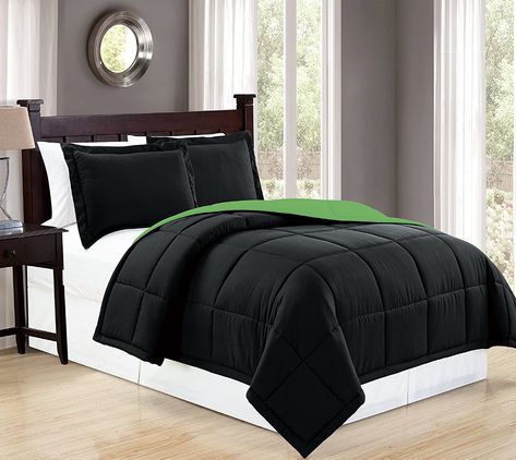 Black Duvet, Down Alternative Comforter, Black Duvet Cover, Bedding Sets Online, Comforter Bedding Sets, Bedroom Color Schemes, Gray Bedroom, Bedroom Green, Duvet Bedding