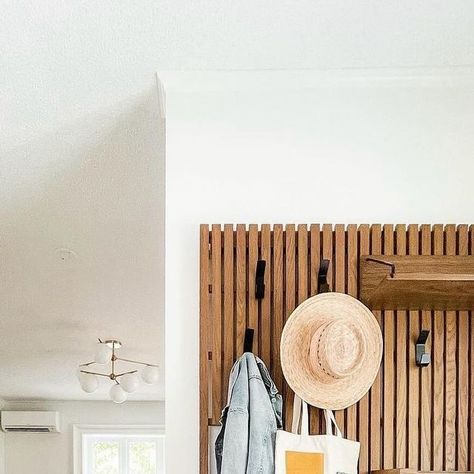 Fox Homes & Realty on Instagram: "SUNDAY FAVORITES | Slat Walls ✨ We LOVE a good slat wall in design. Truly the best way to add a little interest and texture to a space in your home that was lacking.  Which is your favorite? 1, 2, 3, 4, or 5?" Entryway Slat Wall, Slat Walls, Fox Home, Hanging Clothes, Slat Wall, In Design, Love A, Our Love, 1 2 3