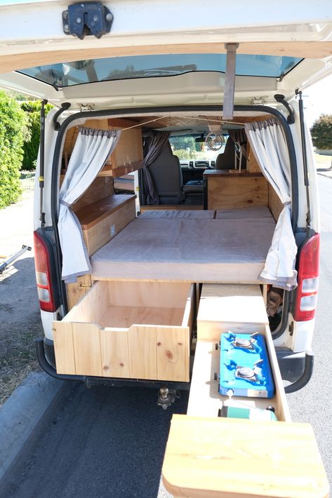 Campervan for Hire in HORSHAM VIC from $95.00 "Humphrey the Hiace" :: Camplify Toyota Hiace Van Conversion, Hyundai H1 Camper, Toyota Hiace Campervan Interior, Toyota Hiace Modified, Boho Van Life, Van Inside, Toyota Hiace Campervan, Hiace Campervan, Boho Van