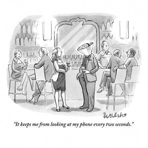 "It keeps me from looking at my phone every two seconds." - The New Yorker Skills Aesthetic, Marriage Cartoon, As Gaeilge, Work Cartoons, New Year Cartoon, Dan Reynolds, Irish Language, Auld Lang Syne, New Yorker Cartoons