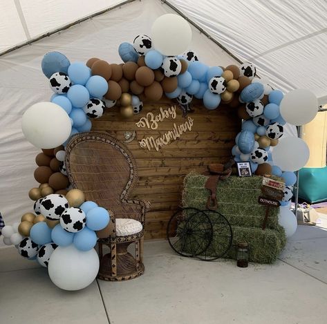 Cowboy Baby Shower Theme, Cow Baby Shower Theme, Rodeo Baby Shower, Rodeo Baby, Rodeo Birthday Parties, Baby Gender Reveal Party Decorations, Cow Birthday Parties, Cowboy Theme Party, Cow Baby Showers