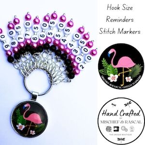 Flamingo Stitch Marker Hook size reminder crochet knitting Diy Crochet Stitch Markers, Crochet Stitch Marker Holder, Crochet Stitch Markers, Crochet 101, Sale Ideas, Stitch Marker, Knitting Gift, Craft Accessories, Craft Sale